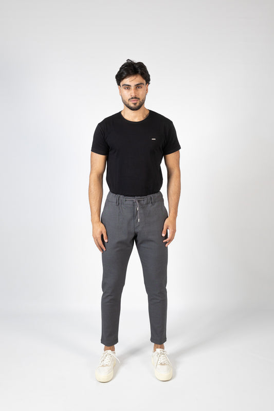 CALÇAS SLIM FIT CINZENTAS COM CÓS ELÁSTICO