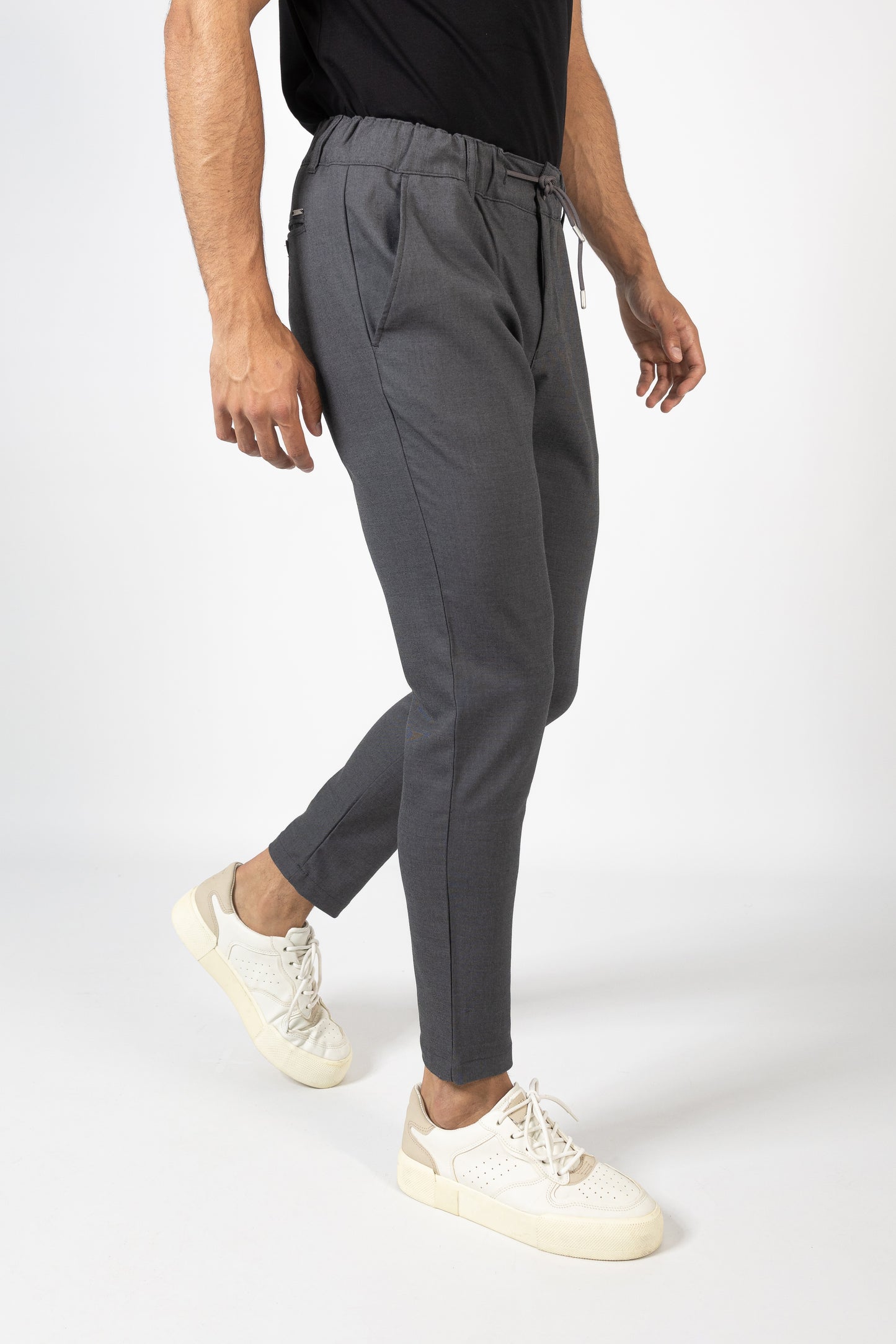 CALÇAS SLIM FIT CINZENTAS COM CÓS ELÁSTICO