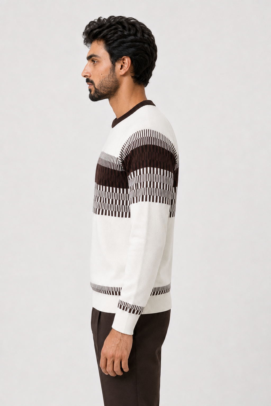 Camisola de Malha com Padrão Geométrico