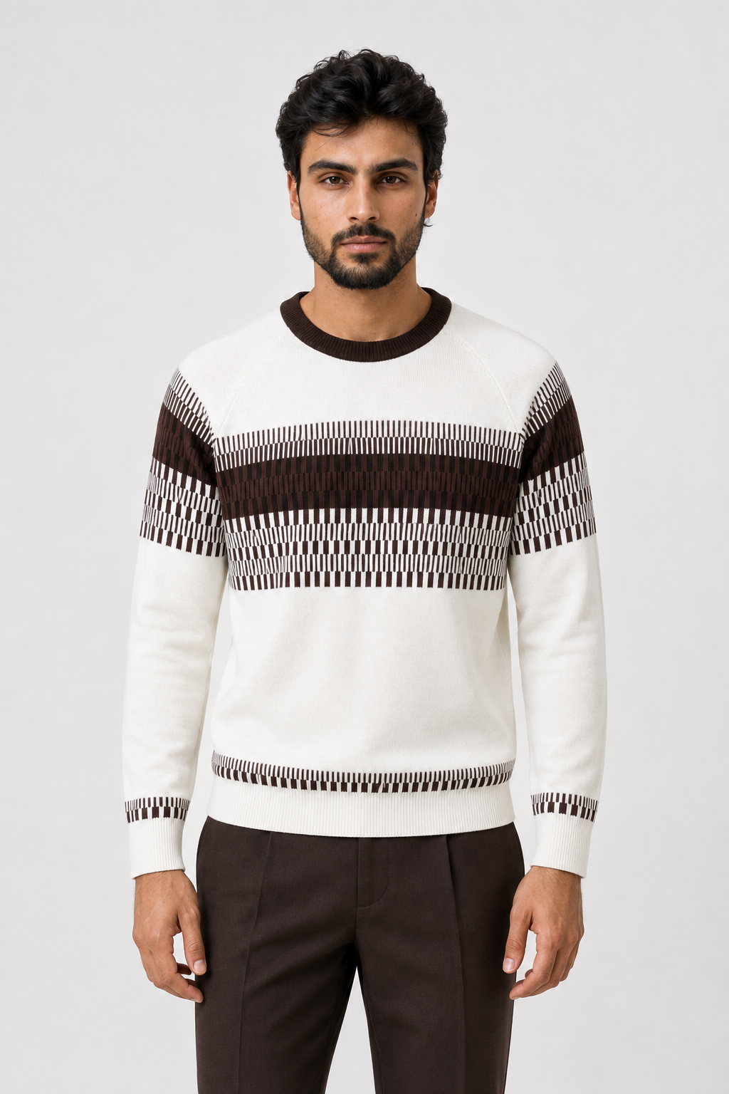 Camisola de Malha com Padrão Geométrico