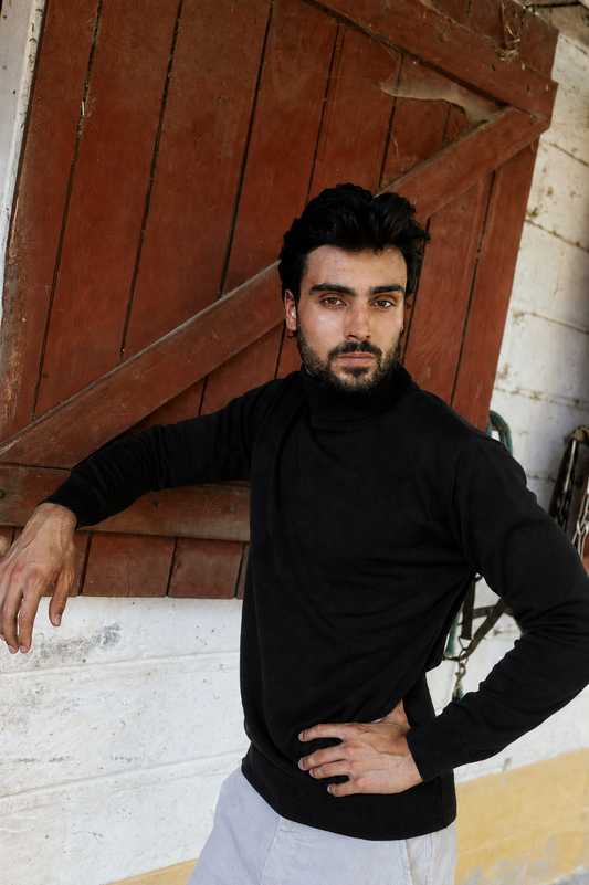 Camisola de Gola Alta - Preto
