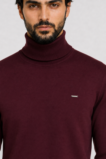 Camisola de Gola Alta Bordeaux