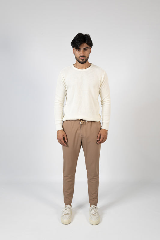 CALÇAS SLIM FIT COM CÓS ELÁSTICO